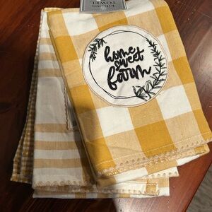 Yellow and White Checkered Kitchen Towels
